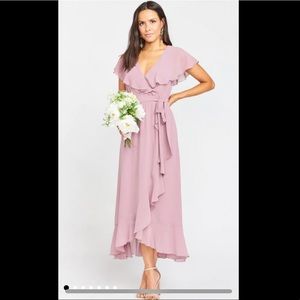 Show Me Your Mumu Bridesmaid Dress- Antique Rose Chiffon-Size Small-Jess Ruffle